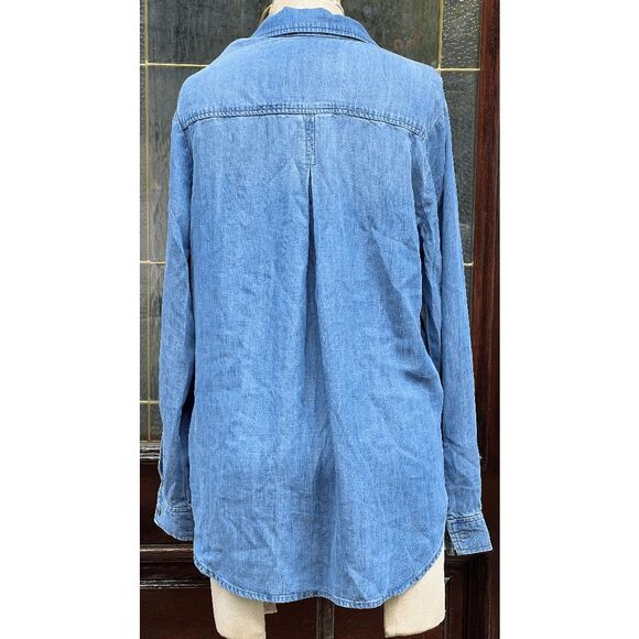 Cloth & Stone 100% Lyocell Chambray Collared "Denim" Long Sleeve Shirt - M - Picture 4 of 8